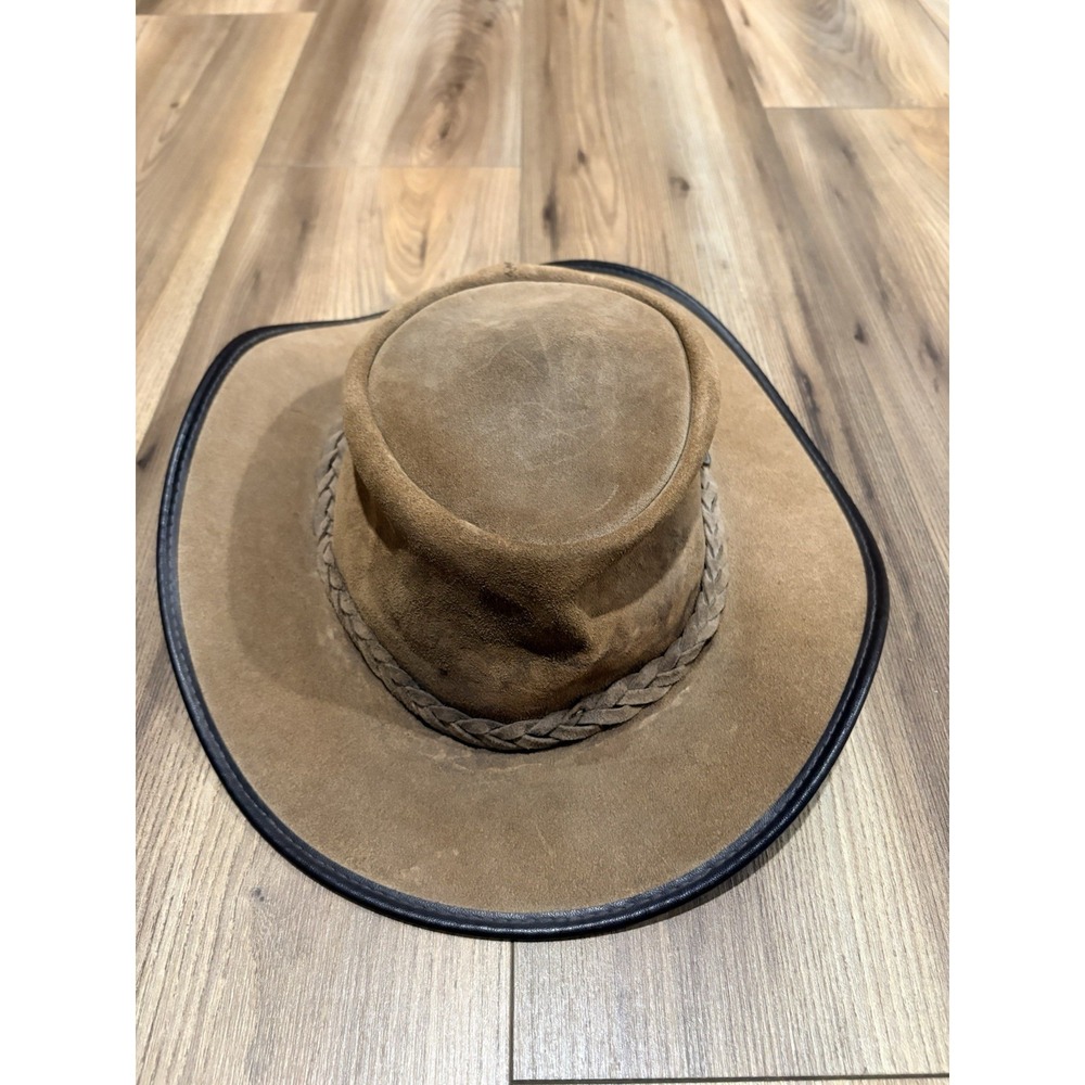 Barmah Hat 1061 Foldaway Suede Tan Leather Made In Australia Waterproof Size XL